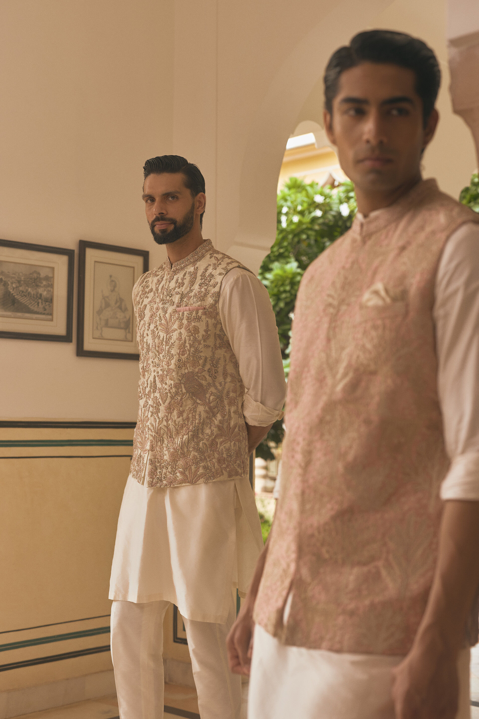 Ishir Embroidered Silk Nehru Jacket - Cream, Cream, image 4